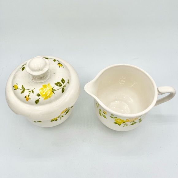 Nikko Ironstone Japan #34 Pattern Yellow Flowers Sugar & Creamer Footed Retired - Picture 2 of 5